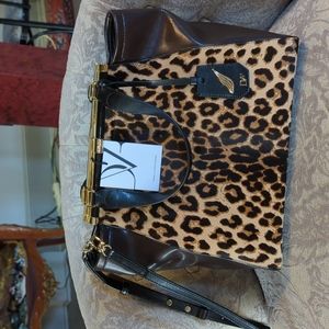 Diane Von Furstenberg leather and calf hair handbag.